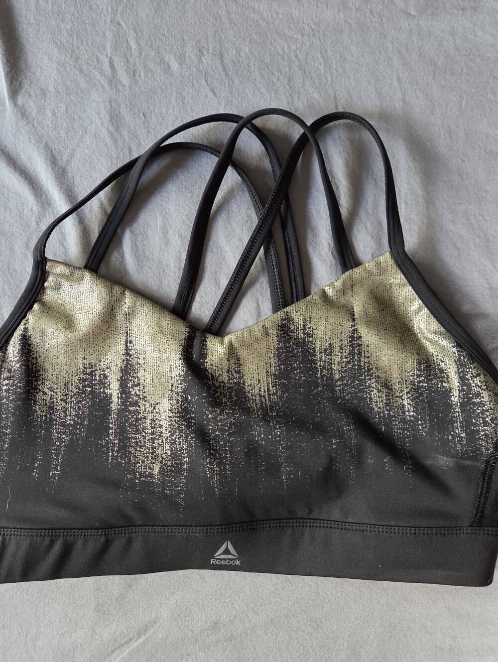 Reebok Gold Foil Strappy Sports Bra